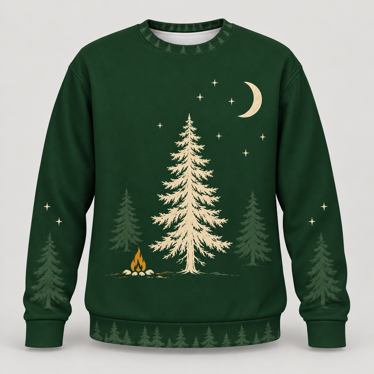 Forest Moon camping sweatshirt front all-over-print mockup