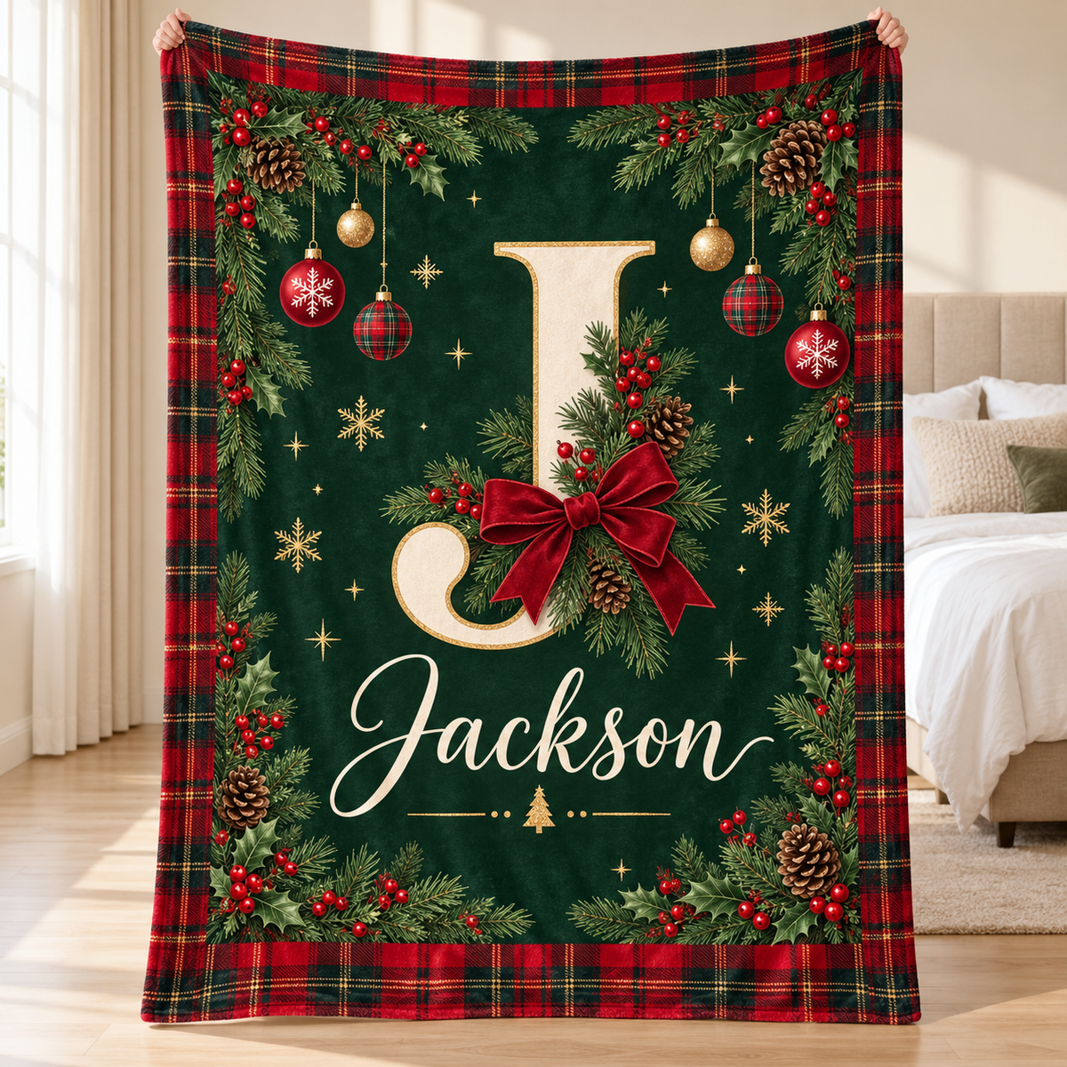 Personalized Christmas Fleece Blanket, Sherpa Blanket