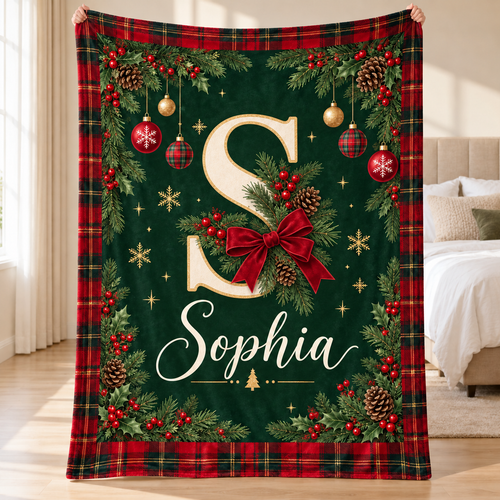Personalized Christmas Fleece Blanket, Sherpa Blanket