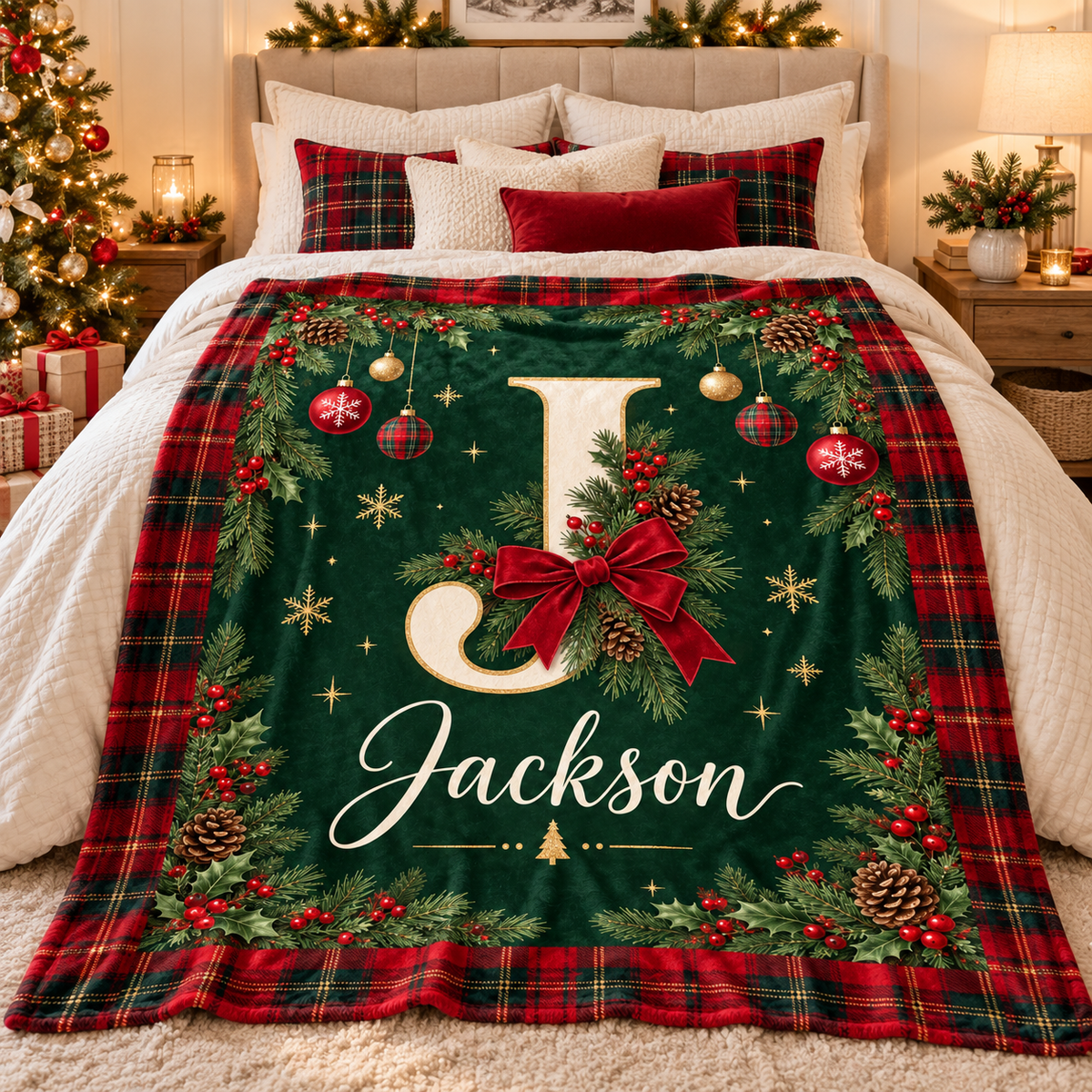 Personalized Christmas Fleece Blanket, Sherpa Blanket