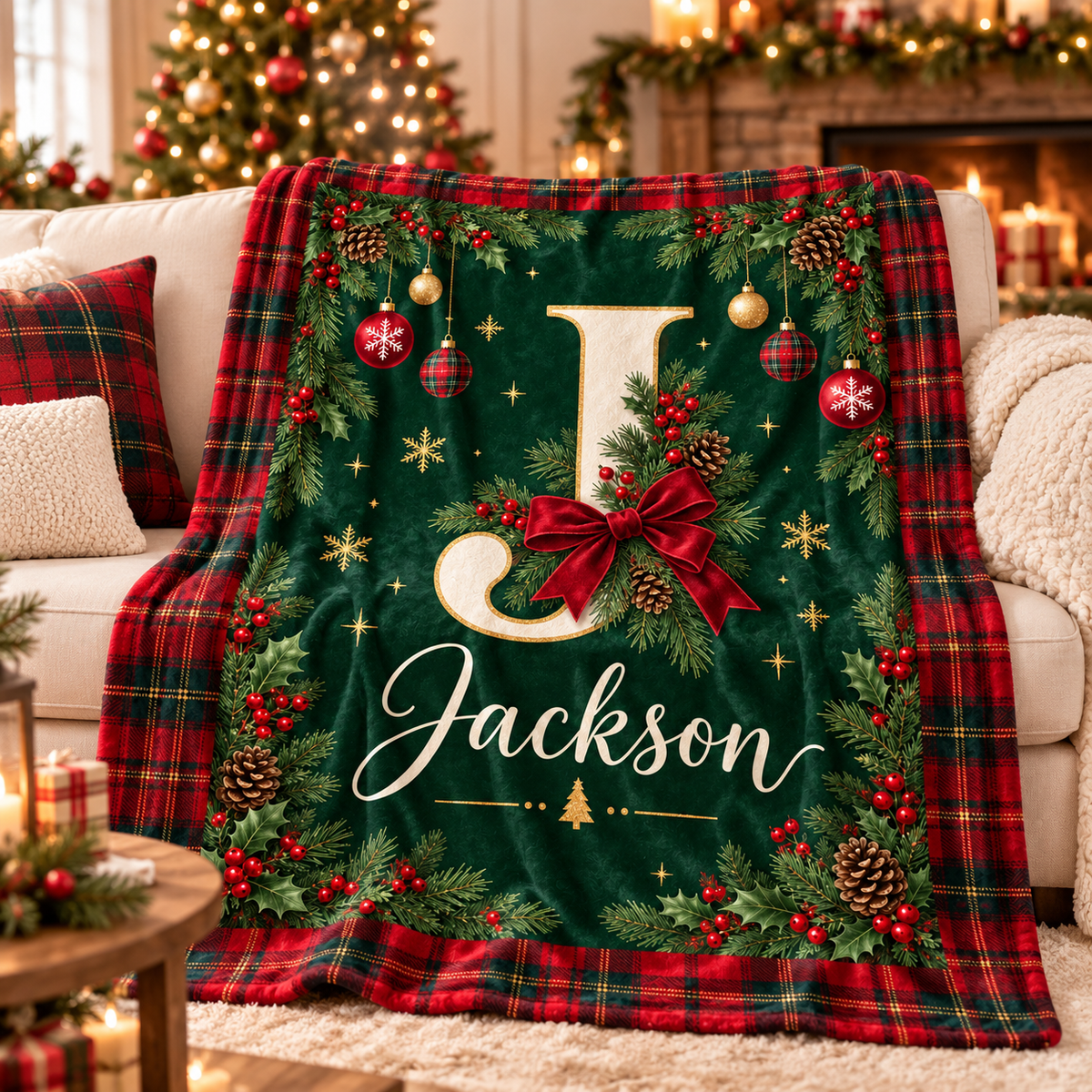 Personalized Christmas Fleece Blanket, Sherpa Blanket