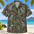 African Grey Fern Parrot Hawaiian Shirt