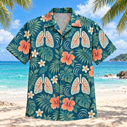 Airflow Garden Teal Respiratory Therapist Hawaiian Shirt