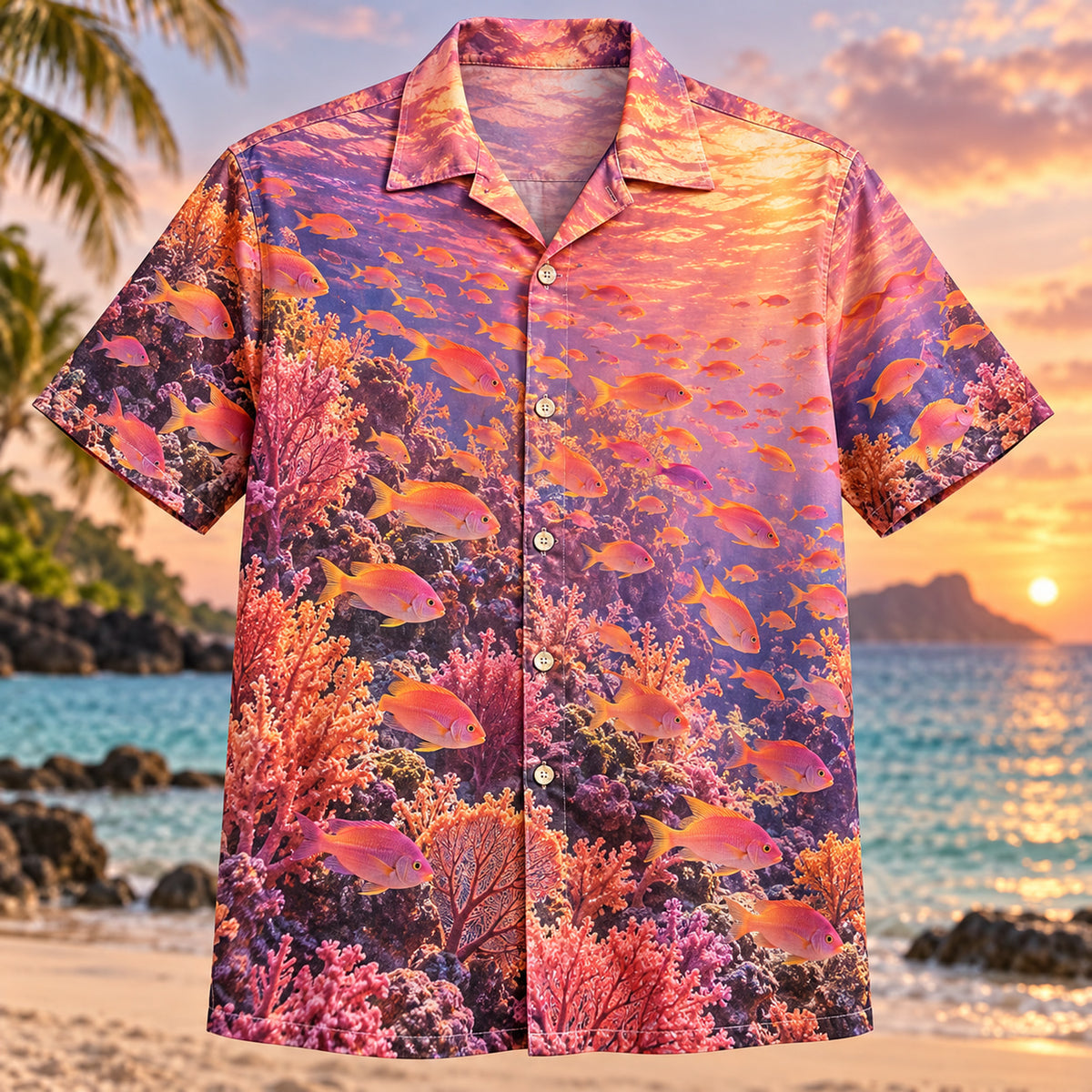 Anthias Sunset Reef Aquarium Hawaiian Shirt