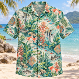 Aquarium Watercolor Freshwater Aquarium Hawaiian Shirt