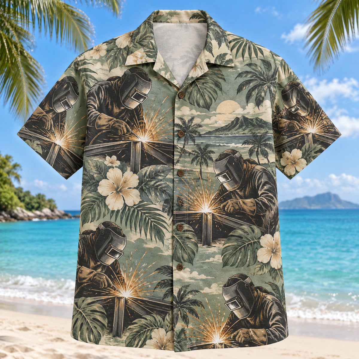 Arc Sparks Welder Hawaiian Shirt
