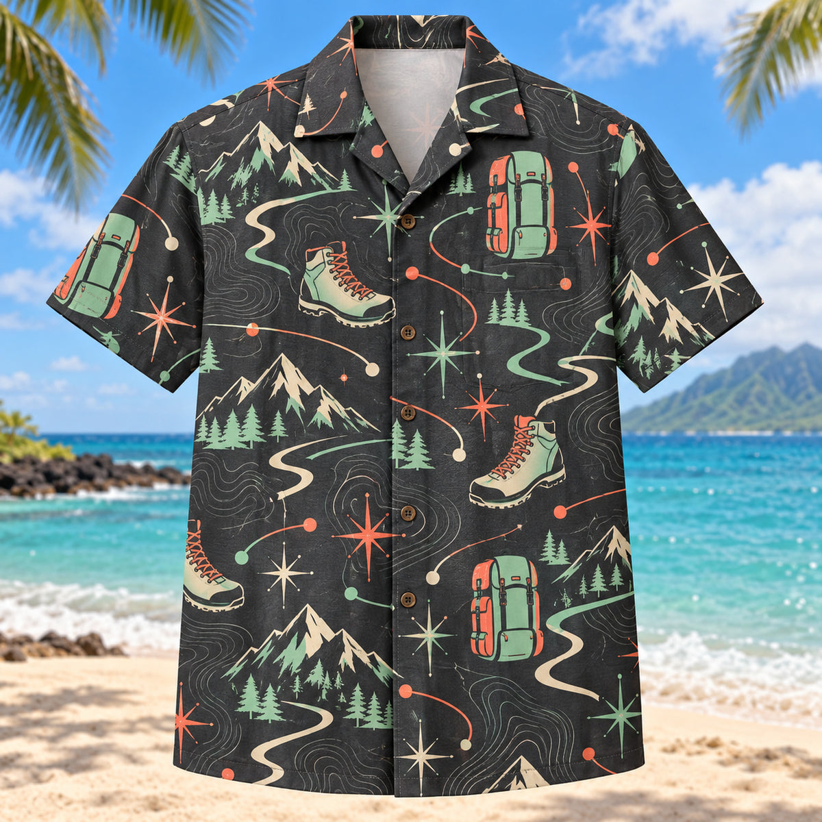Atomic Motion Hiking and Backpacking Hawaiian Shirt