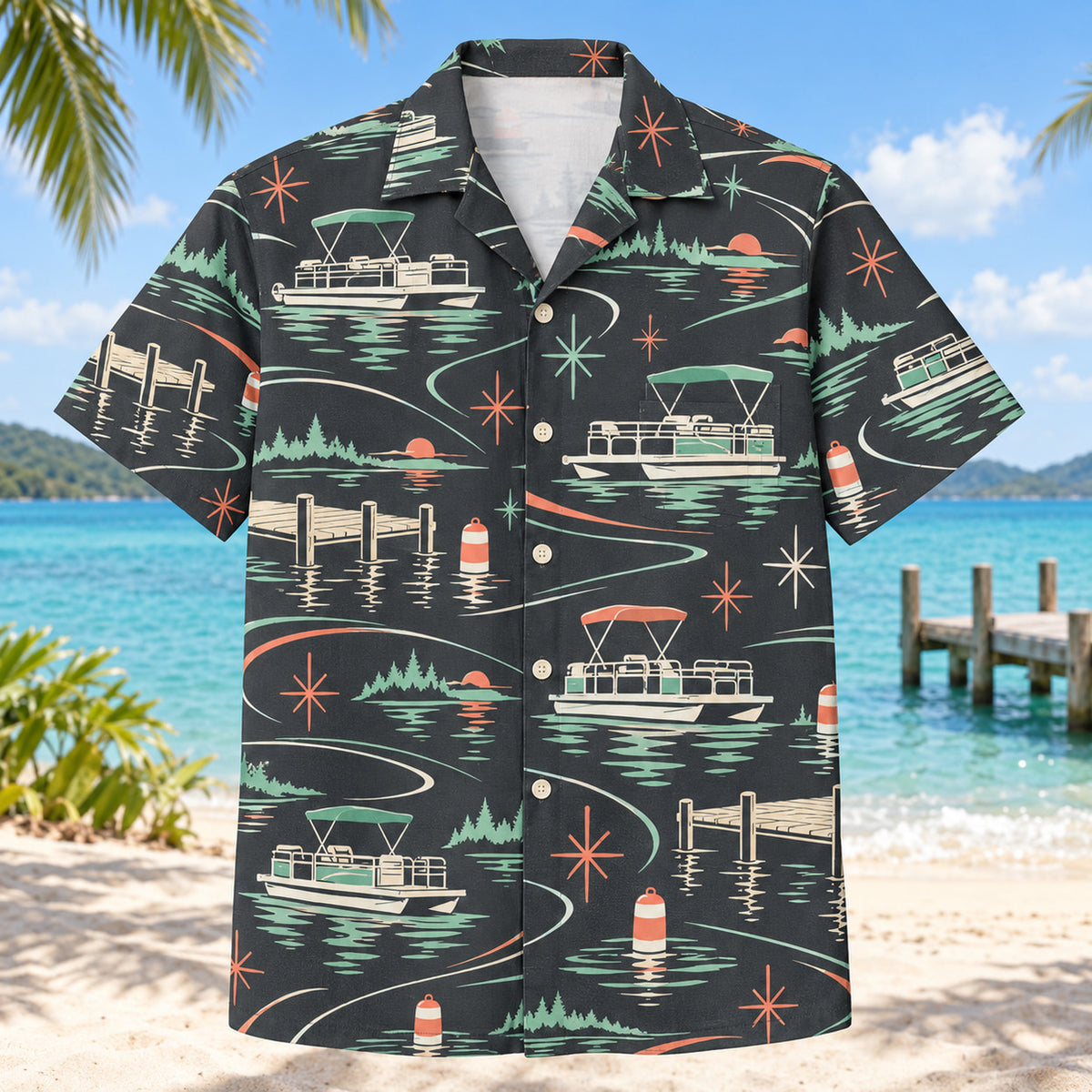 Atomic Motion Pontoon Boating Hawaiian Shirt