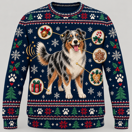 Australian Shepherd Christmas Ugly Sweater – Festive Anatomy
