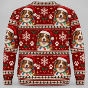 Australian Shepherd Christmas Ugly Sweater Santa lights back