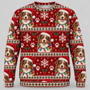 Australian Shepherd Christmas Ugly Sweater Santa lights front