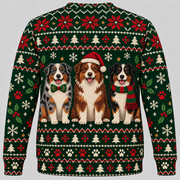 Australian Shepherd Christmas Ugly Sweater holiday trio back