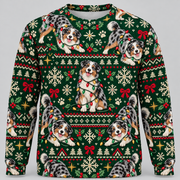 Australian Shepherd Christmas Ugly Sweater holiday lights front