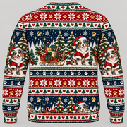 Australian Shepherd Christmas Ugly Sweater Santa sleigh back