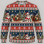 Australian Shepherd Christmas Ugly Sweater Santa sleigh front