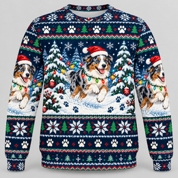 Australian Shepherd Christmas Ugly Sweater – Snow Run