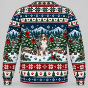 Australian Shepherd Christmas Ugly Sweater tree farm back