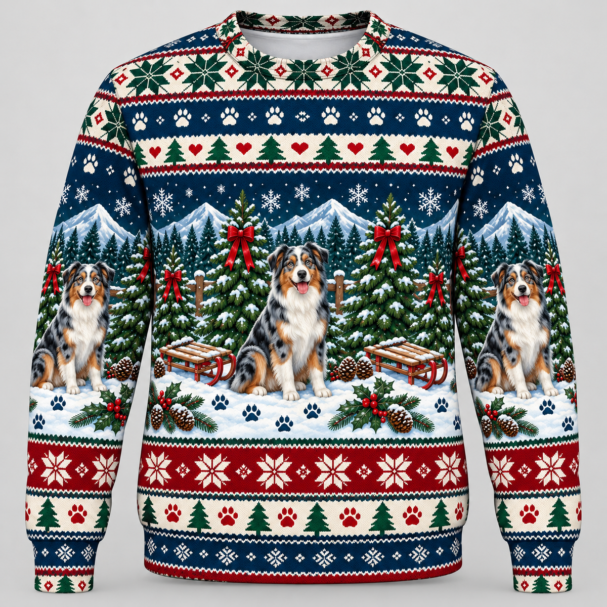 Australian Shepherd Christmas Ugly Sweater – Tree Farm