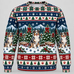 Australian Shepherd Christmas Ugly Sweater – Tree Farm