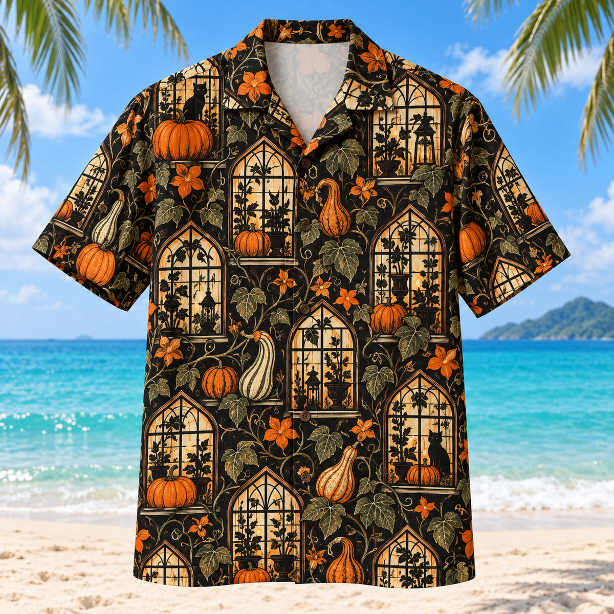 Autumn Greenhouse Adult Halloween Hawaiian Shirt