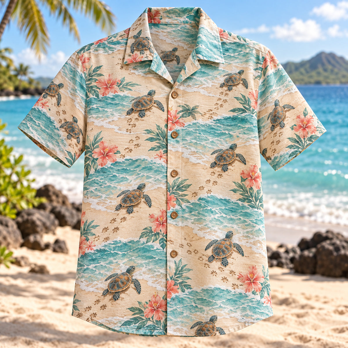 Baby Turtle Beach Sea Turtle Hawaiian Shirt