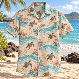 Baby Turtle Beach Sea Turtle Hawaiian Shirt