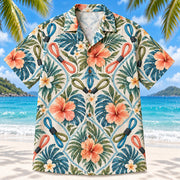 Front view of Band Botanical Sunset Physical Therapist Hawaiian Shirt on a Hawaiian beach with fine white sand