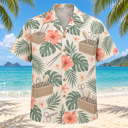Basket Garden Coral Sage Sterile Processing Technician Hawaiian Shirt