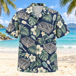 Basket Garden Navy Cream Sterile Processing Technician Hawaiian Shirt
