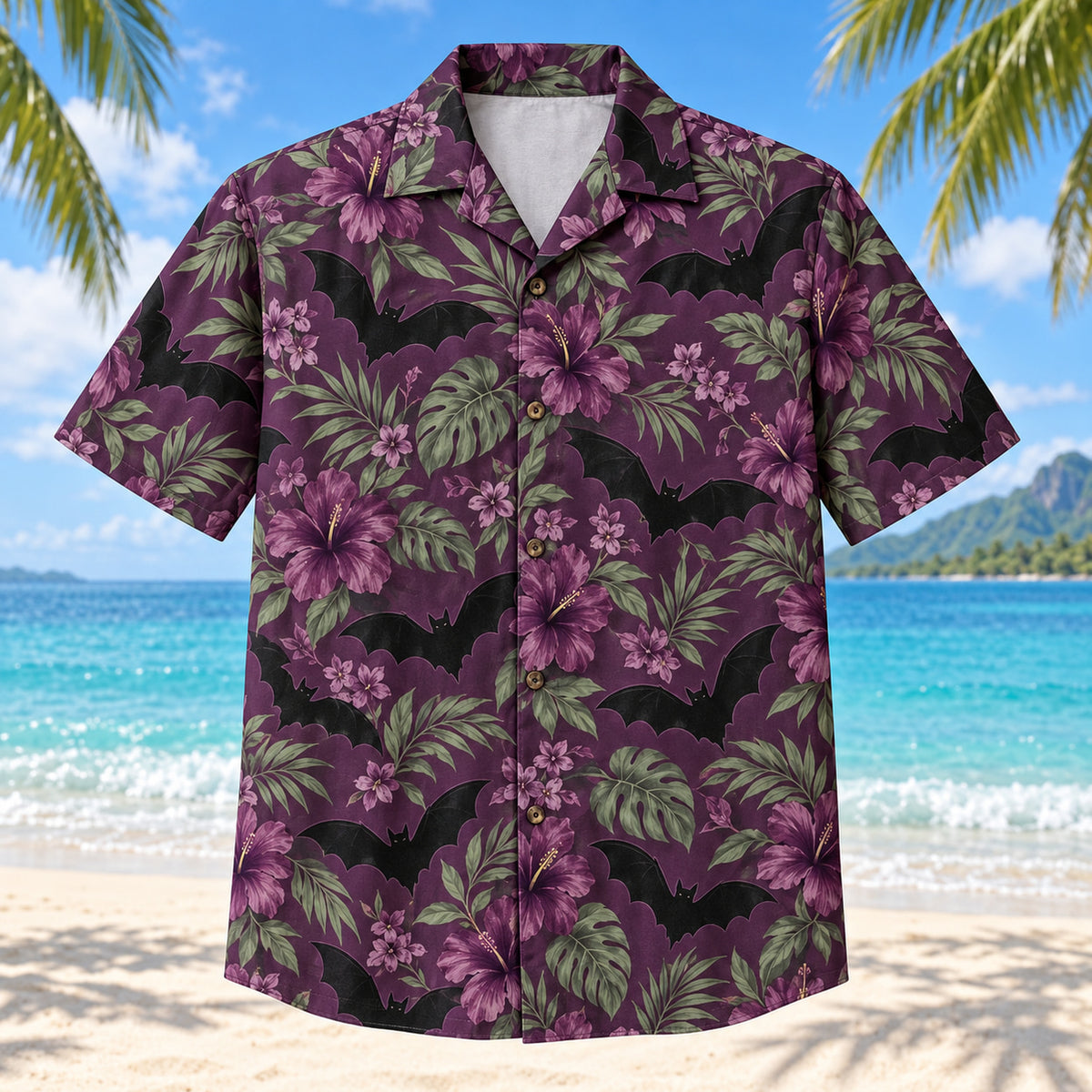 Bat Botanical Adult Halloween Hawaiian Shirt