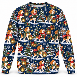 Beagle Caroling Lantern Walk Ugly Sweater