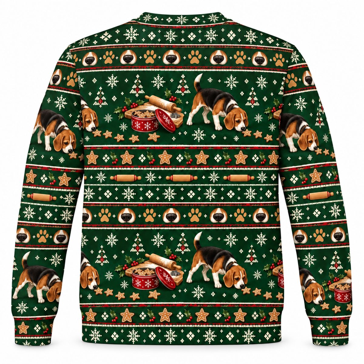 Beagle Cookie Detective all-over print Ugly Sweater back view