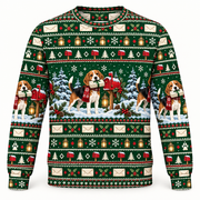 Beagle North Pole Mail Helper all-over print Ugly Sweater front view