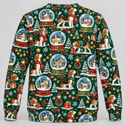 Beagle Snow Globe Village all-over print Ugly Sweater back view