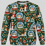 Beagle Snow Globe Village all-over print Ugly Sweater front view