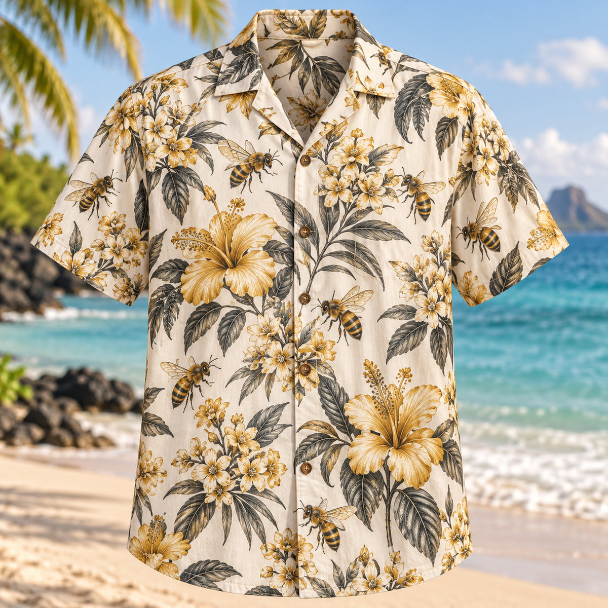 Bee Botanical Sketch Beekeeper Hawaiian Shirt