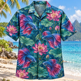 Betta Lotus Freshwater Aquarium Hawaiian Shirt