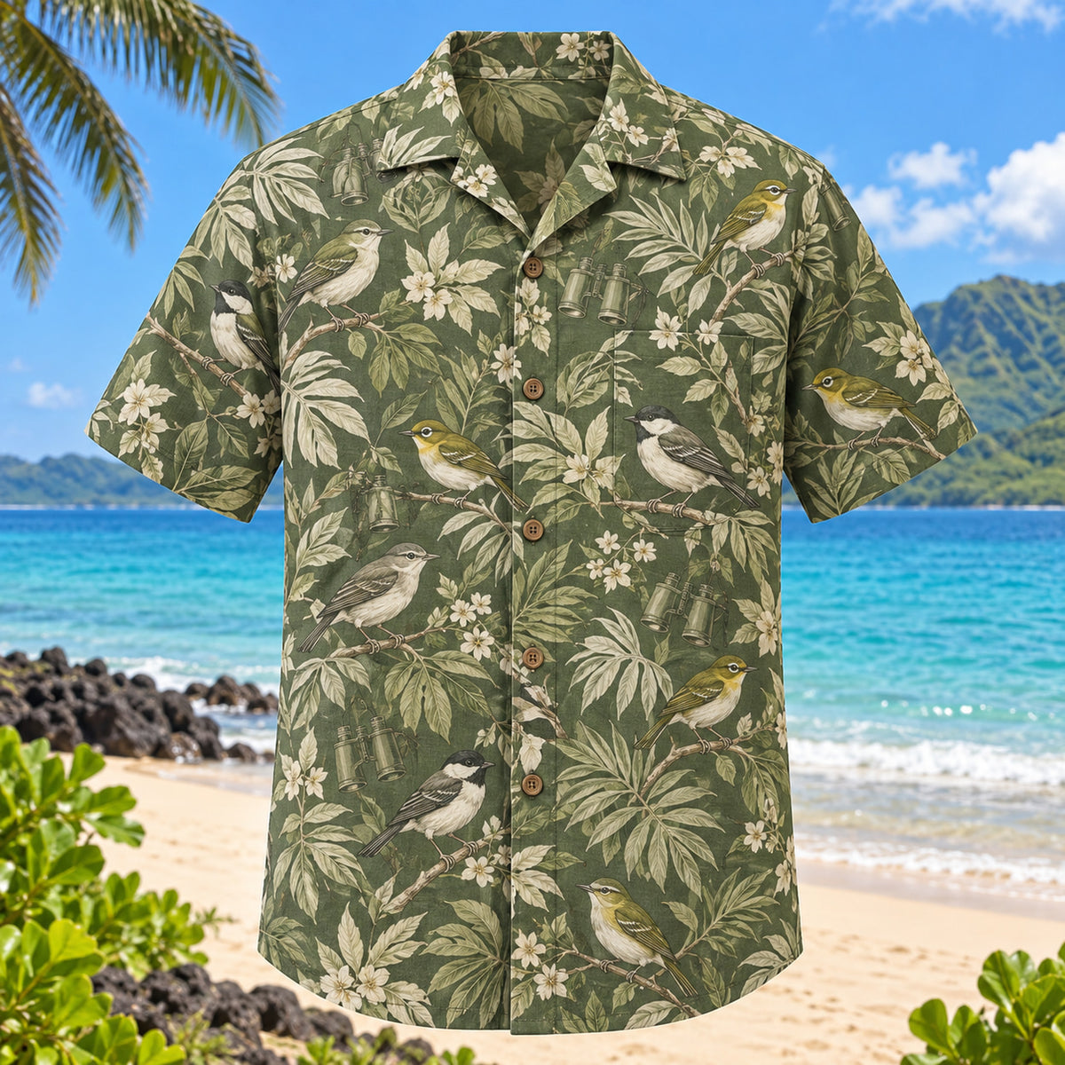 Birding Binoculars Hawaiian Shirt