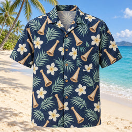 Birth Coast Navy Cream Midwife Hawaiian Shirt