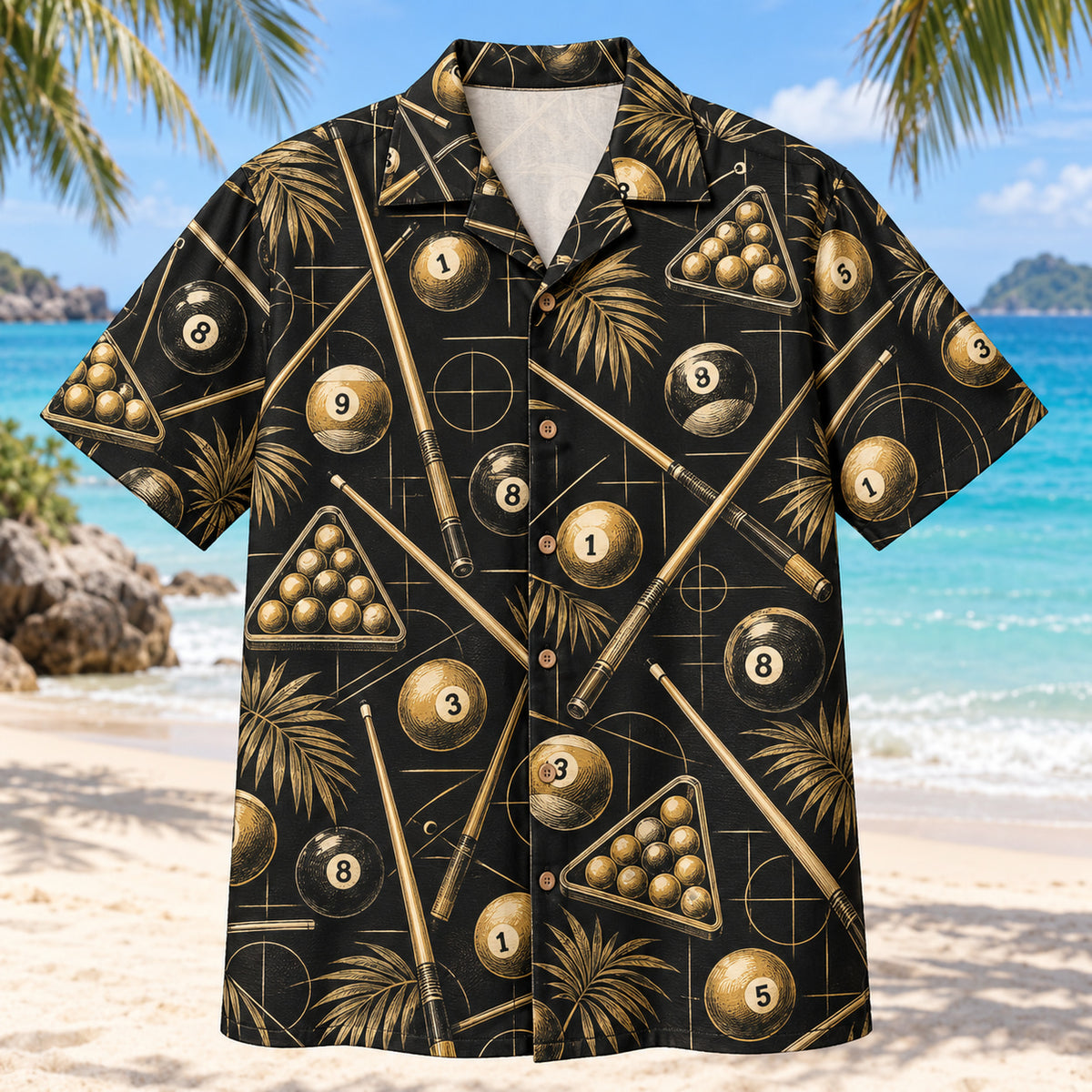 Black Gold Billiards Hawaiian Shirt