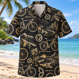Black Gold Cycling Hawaiian Shirt