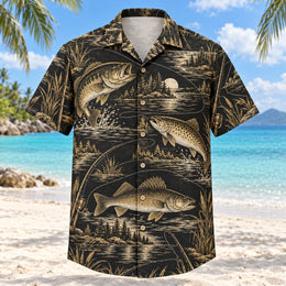 Black Gold Freshwater Fishing Hawaiian Shirt