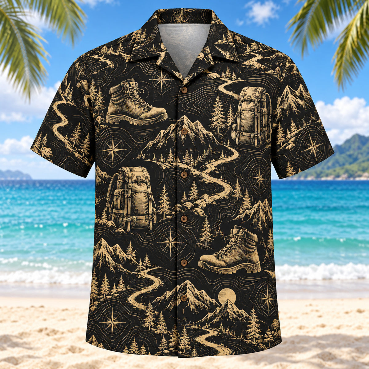 Black Gold Hiking and Backpacking Hawaiian Shirt