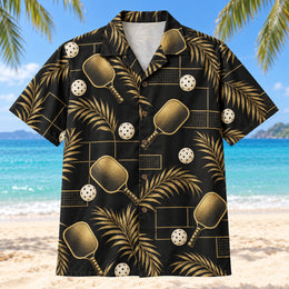 Black Gold Pickleball Hawaiian Shirt