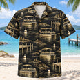 Black Gold Pontoon Boating Hawaiian Shirt