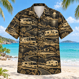 Black Gold RV and Travel Trailer Hawaiian Shirt