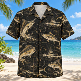 Black Gold Saltwater Fishing Hawaiian Shirt