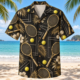 Black Gold Tennis Hawaiian Shirt