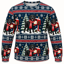 Black Labrador Christmas Mailbox All Over Print Sweater