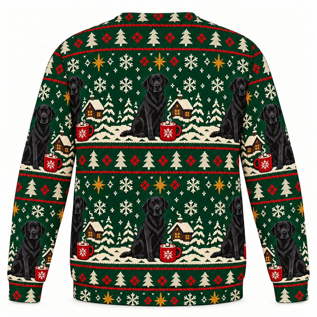 Black Labrador Cocoa Cabin Ugly Sweater back